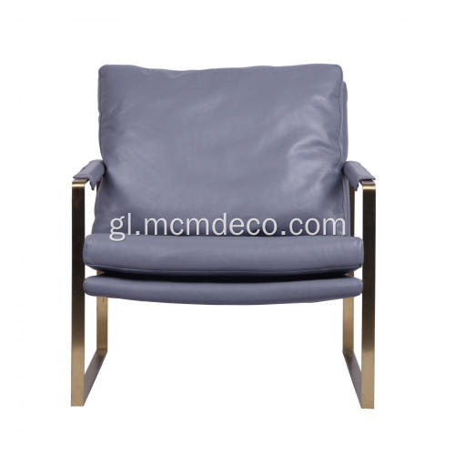 Sillón moderno de coiro de aceiro inoxidable Zara